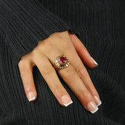 Bague en or jaune 18k avec Rubis synthétique