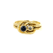 Bague en or jaune 18k avec Saphir et Diamant