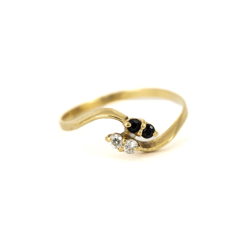 Bague en or jaune 18k avec Saphirs et Diamants
