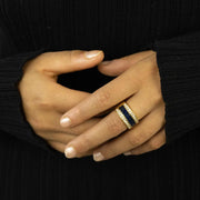 Bague en or jaune 18k avec Saphirs et Diamants