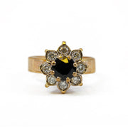 Bague en or jaune 9k avec Saphir et Diamants