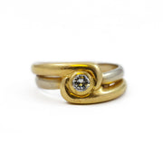 Bague en or jaune et blanc 18k avec Diamant