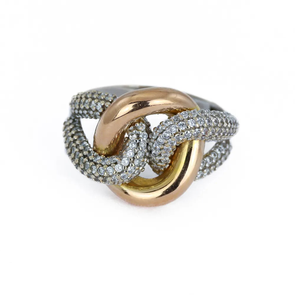 Bague en or jaune et blanc 18k avec Diamants