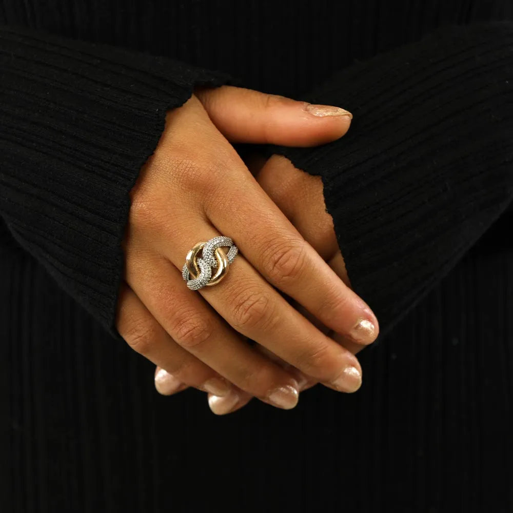 Bague en or jaune et blanc 18k avec Diamants