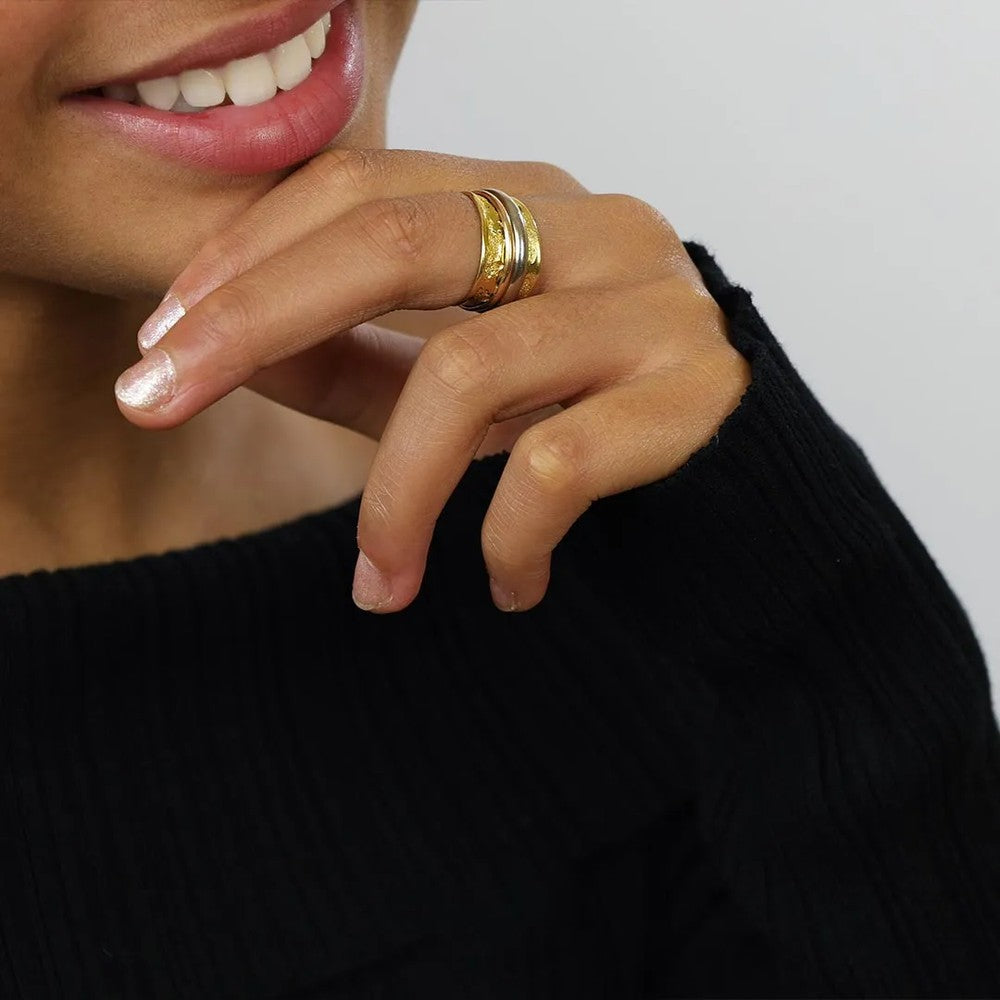 Bague en or jaune, rose et blanc 18k