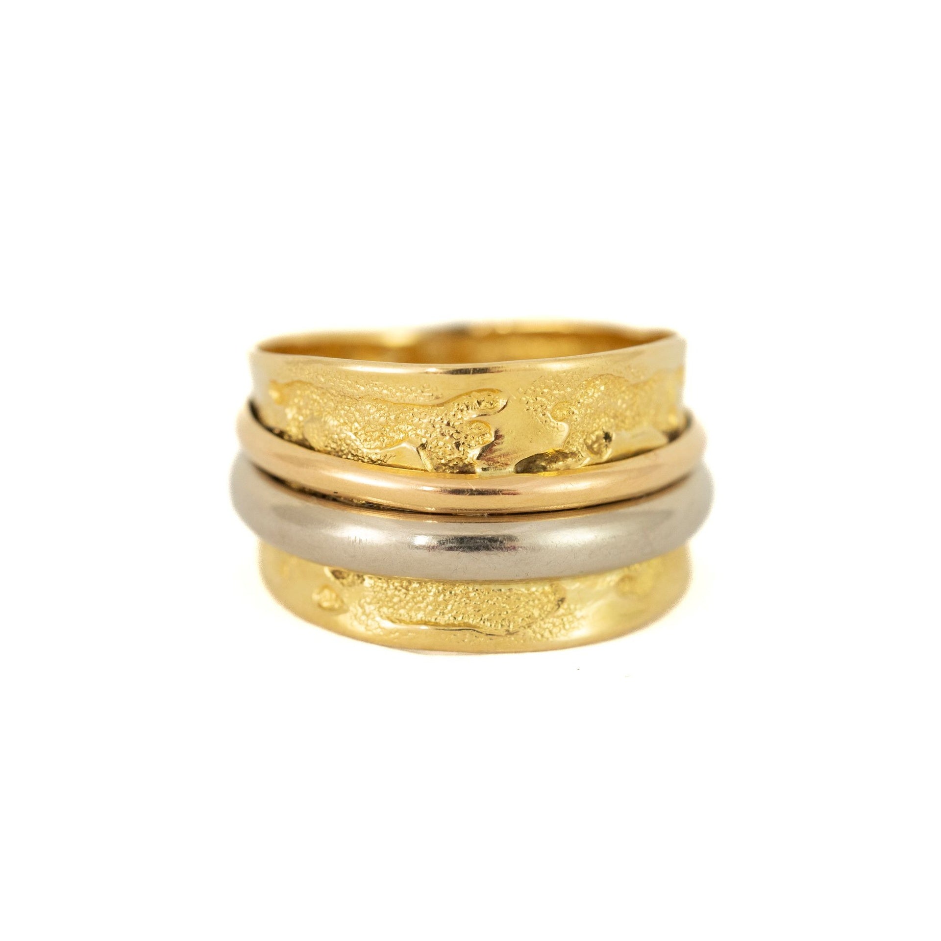 18K Yellow, Rose, and White Gold Ring