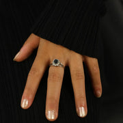 Bague or blanc 18k avec Saphir et Diamants