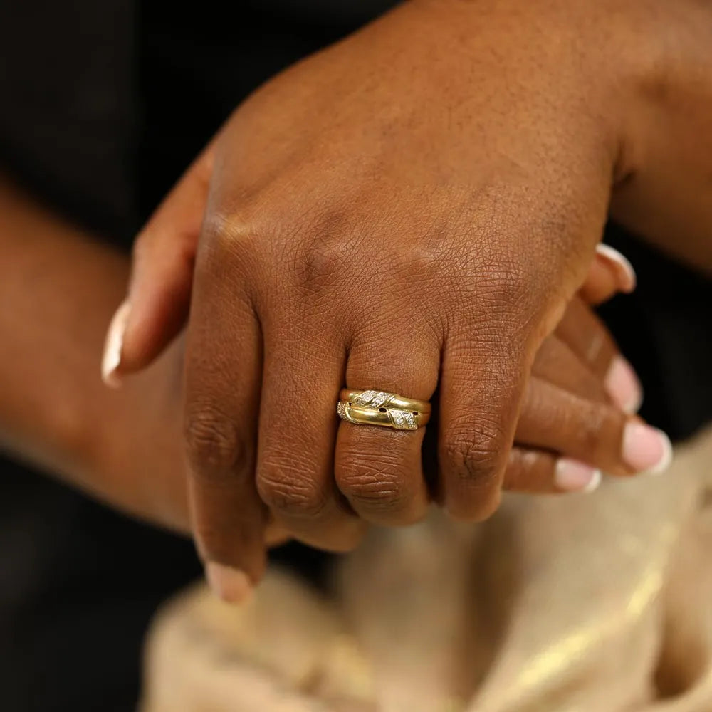 Bague or jaune 18k avec Diamants