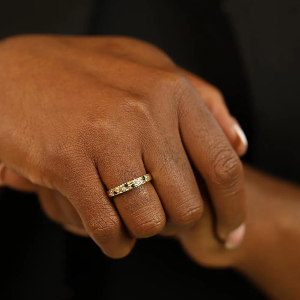Bague or jaune 18k avec Saphirs