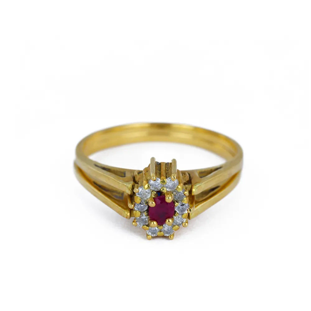 Bague réversible en or jaune 18k avec Rubis et Saphir