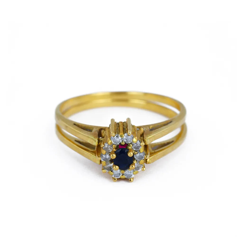 Bague réversible en or jaune 18k avec Rubis et Saphir