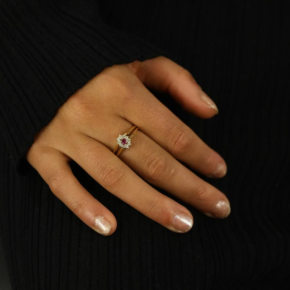 Bague réversible en or jaune 18k avec Rubis et Saphir