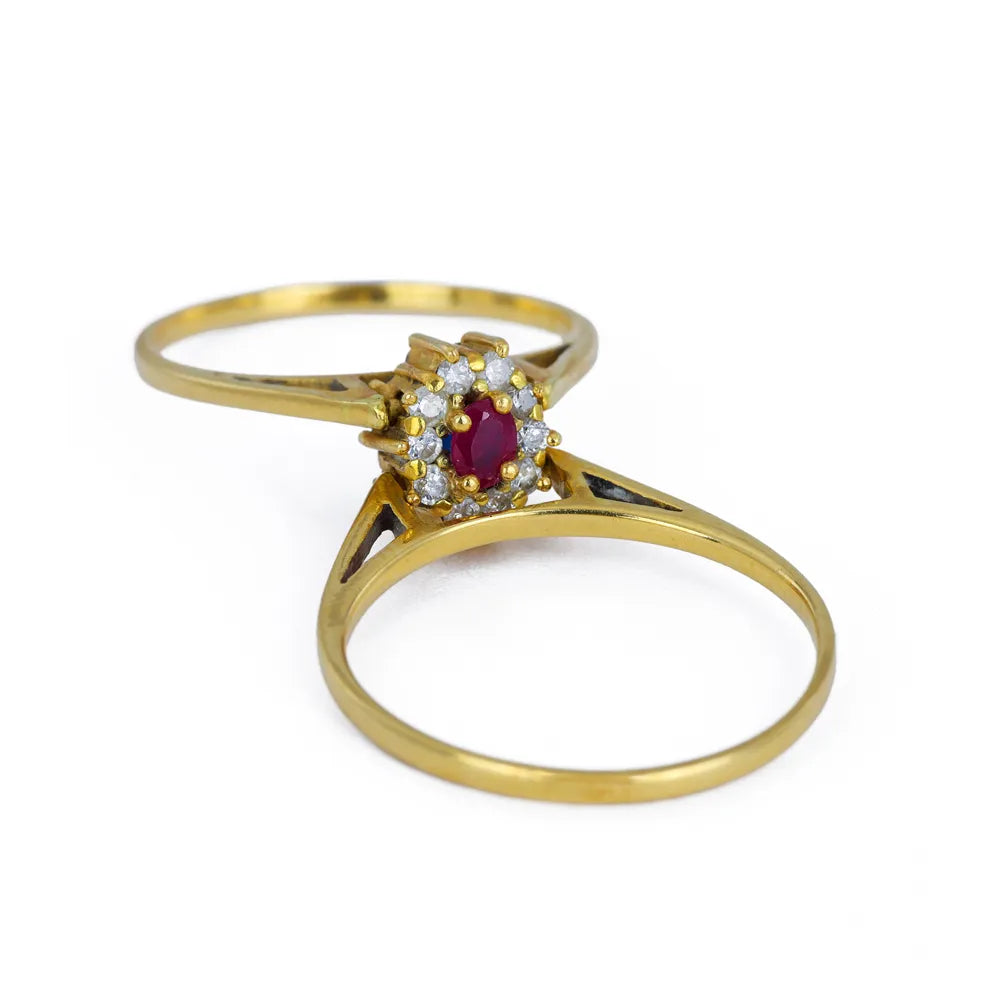 Bague réversible en or jaune 18k avec Rubis et Saphir