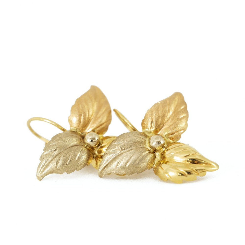 Boucles d'oreilles 3 Ors 18k - Motif "Floral vintage"