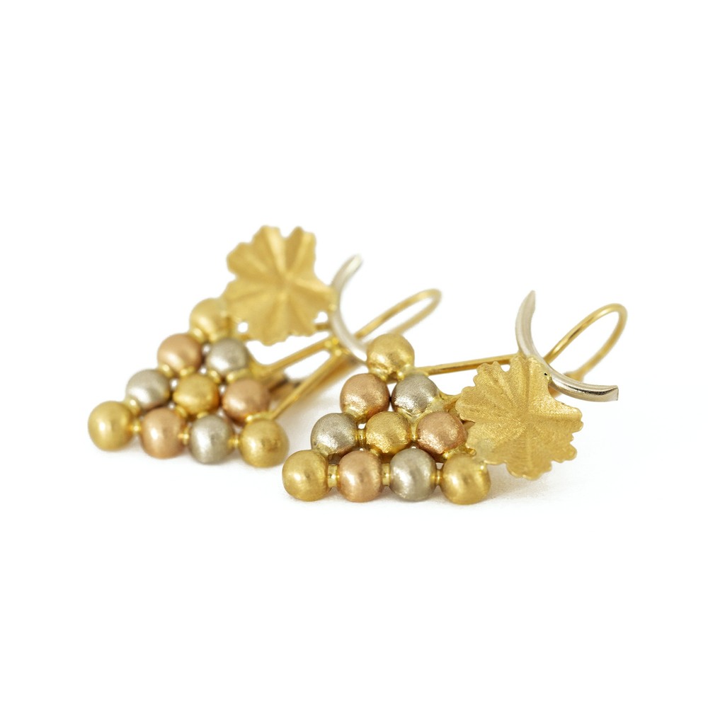 Boucles d'oreilles 3 Ors 18k - Motif "Grappe de raisin"