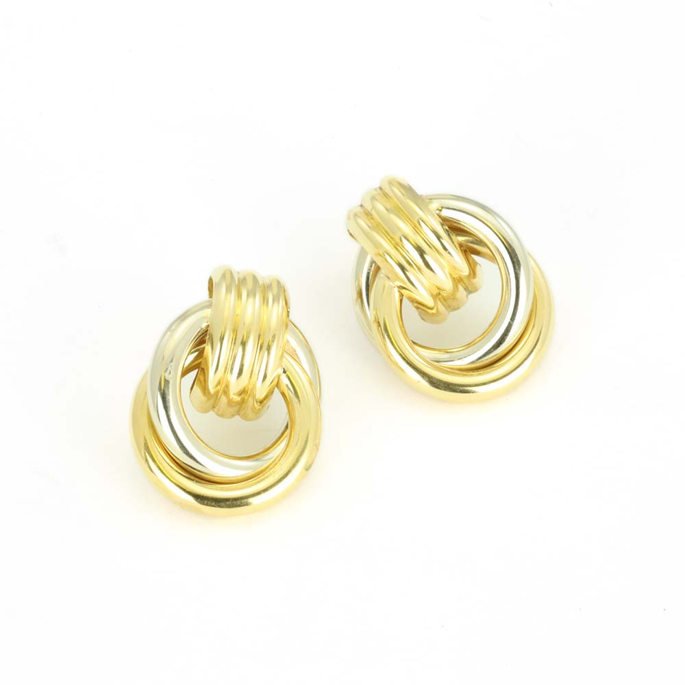 Boucles d'oreilles deux Ors 18k - Style créoles contemporaines