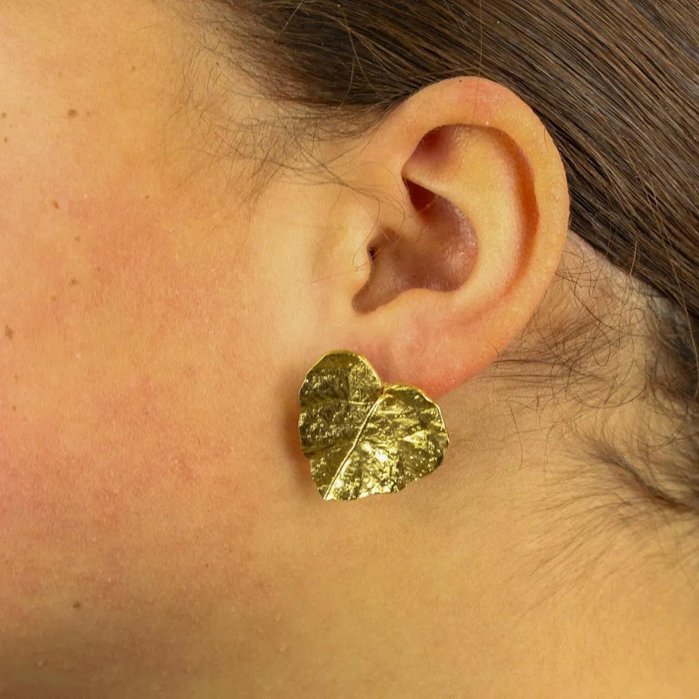 Boucles d'oreilles en Argent - Motif "Feuilles en vermeil"