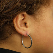 Boucles d'oreilles en Or blanc 18k - Style créoles