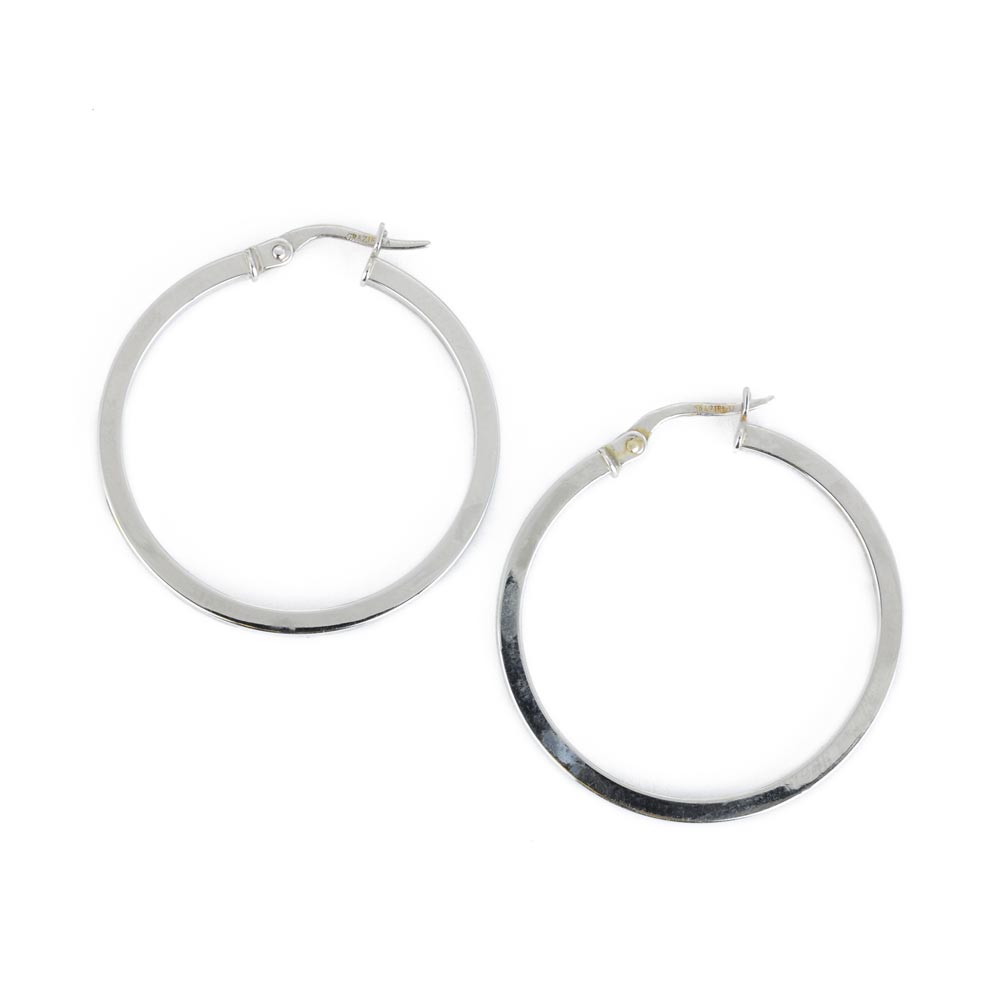 Boucles d'oreilles en Or blanc 18k - Style créoles