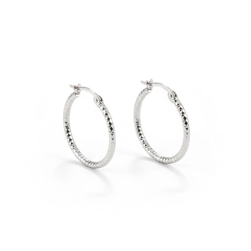 Boucles d'oreilles en Or blanc 18k - Style créoles