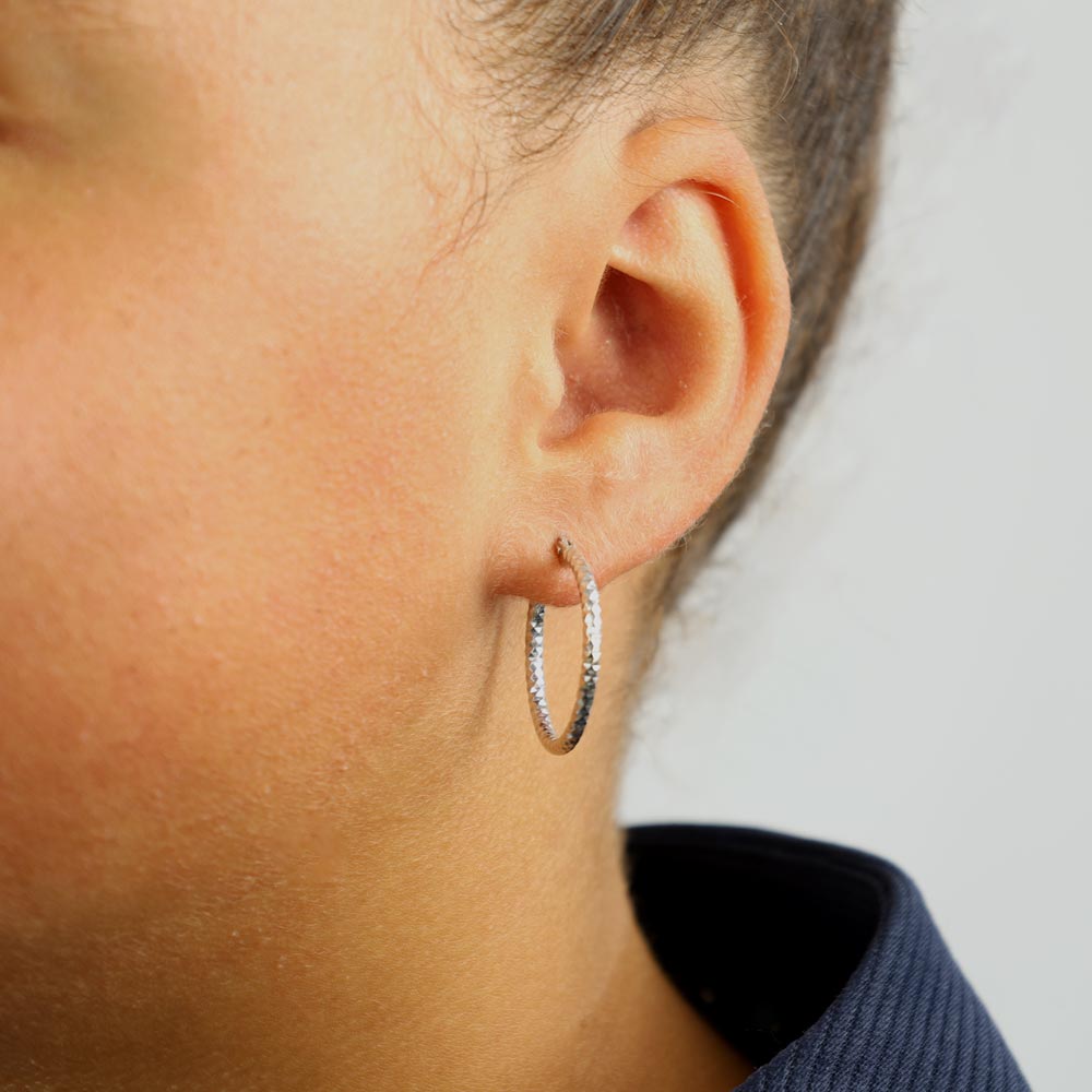 Boucles d'oreilles en Or blanc 18k - Style créoles