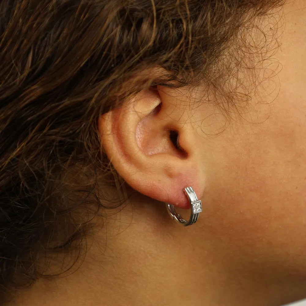 Boucles d'oreilles en Or blanc 18k avec Diamants