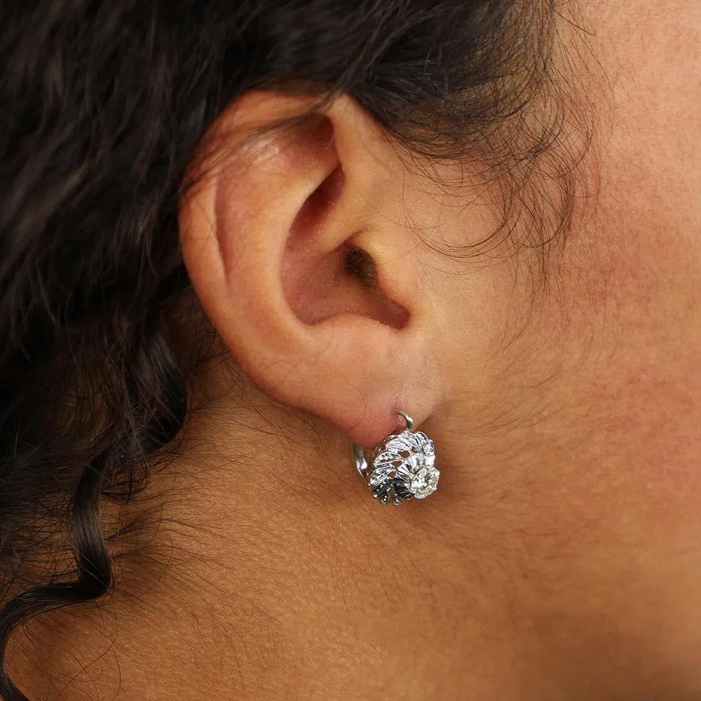 Boucles d'oreilles en Or blanc 18k avec Diamants
