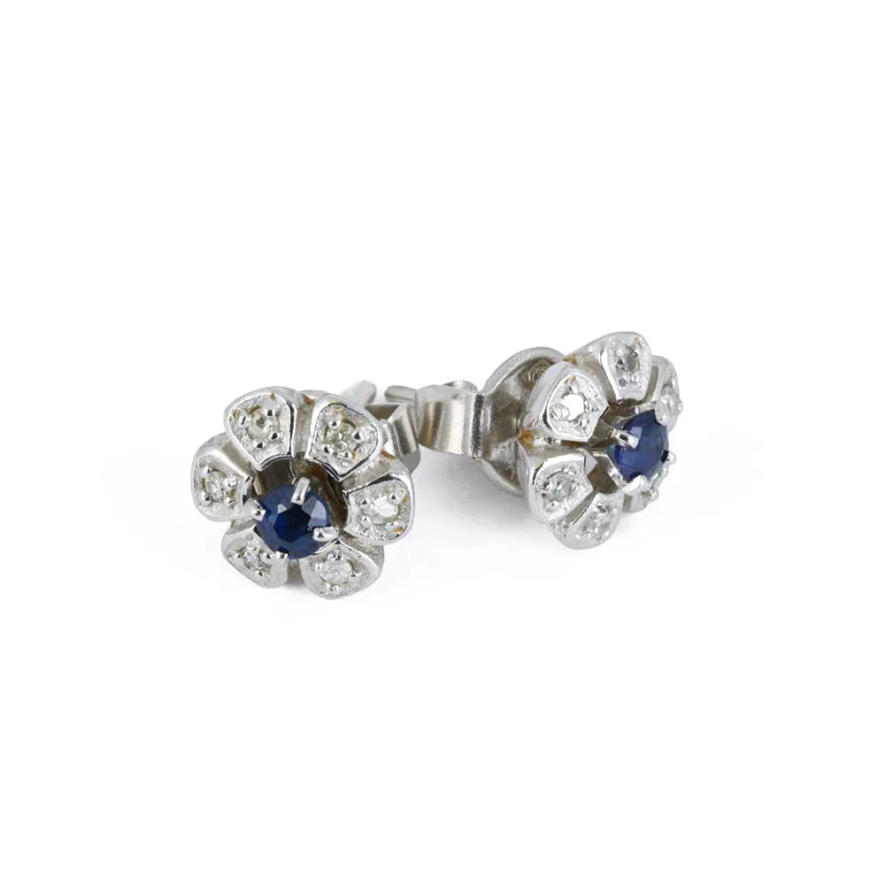 Boucles d'oreilles en Or blanc 18k avec Saphir et Diamants