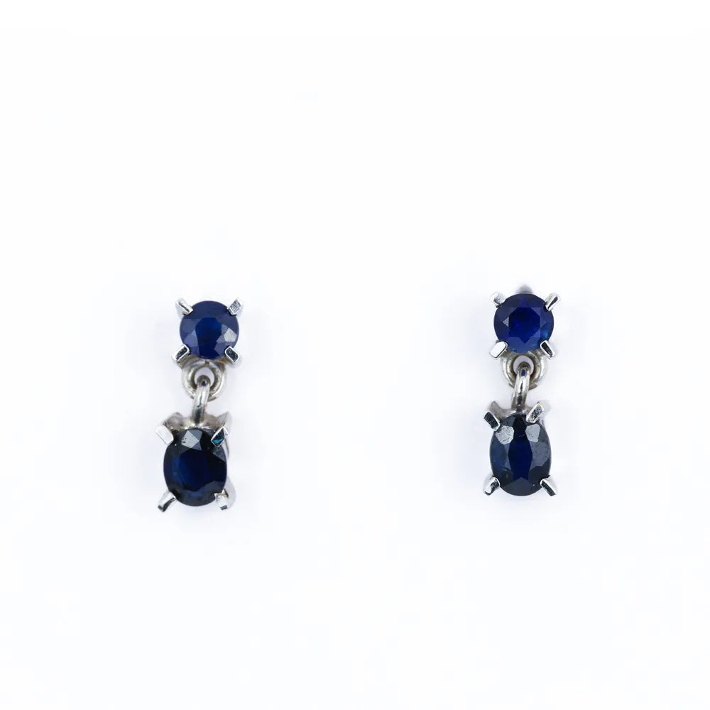 Boucles d'oreilles en Or blanc 18k avec Saphirs
