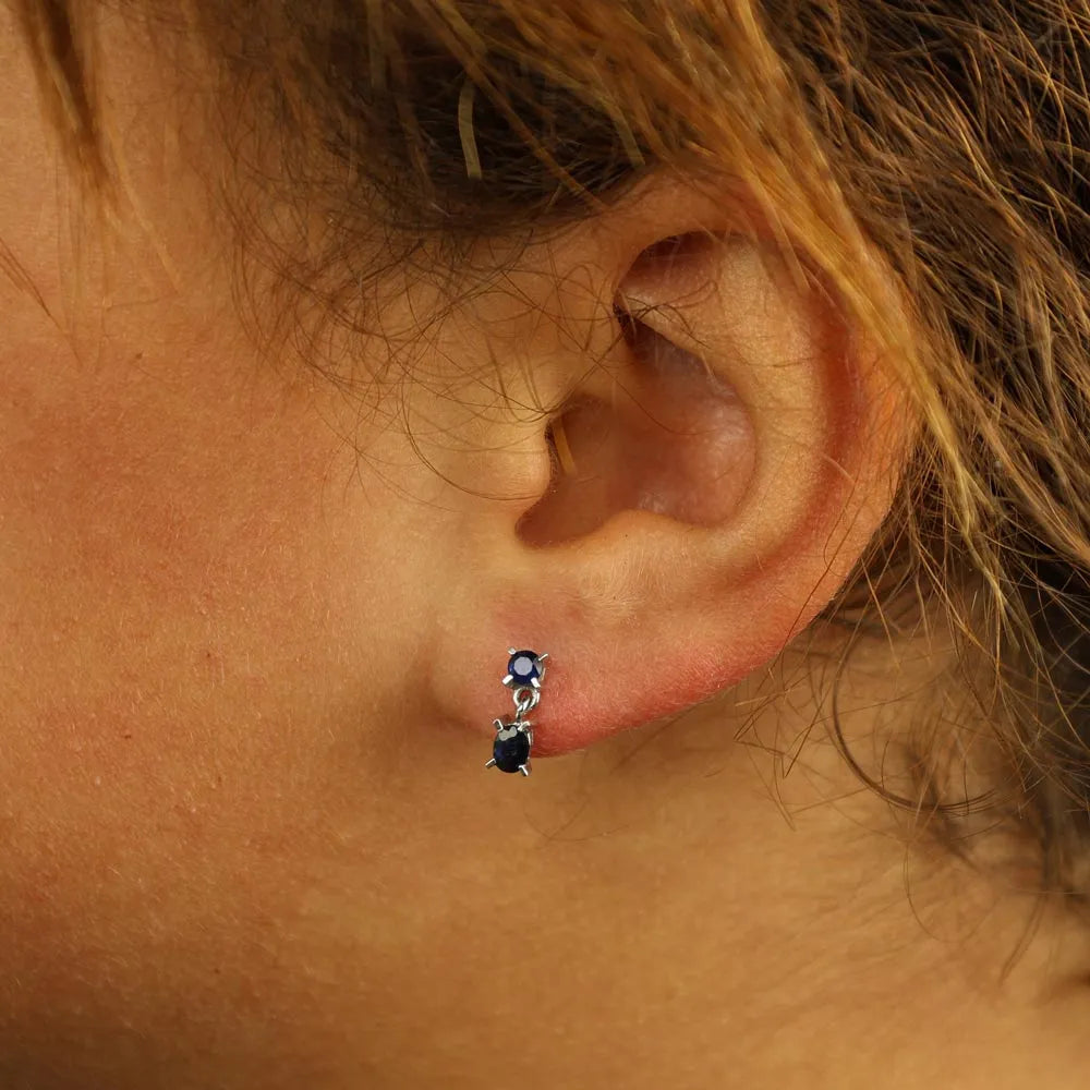 Boucles d'oreilles en Or blanc 18k avec Saphirs