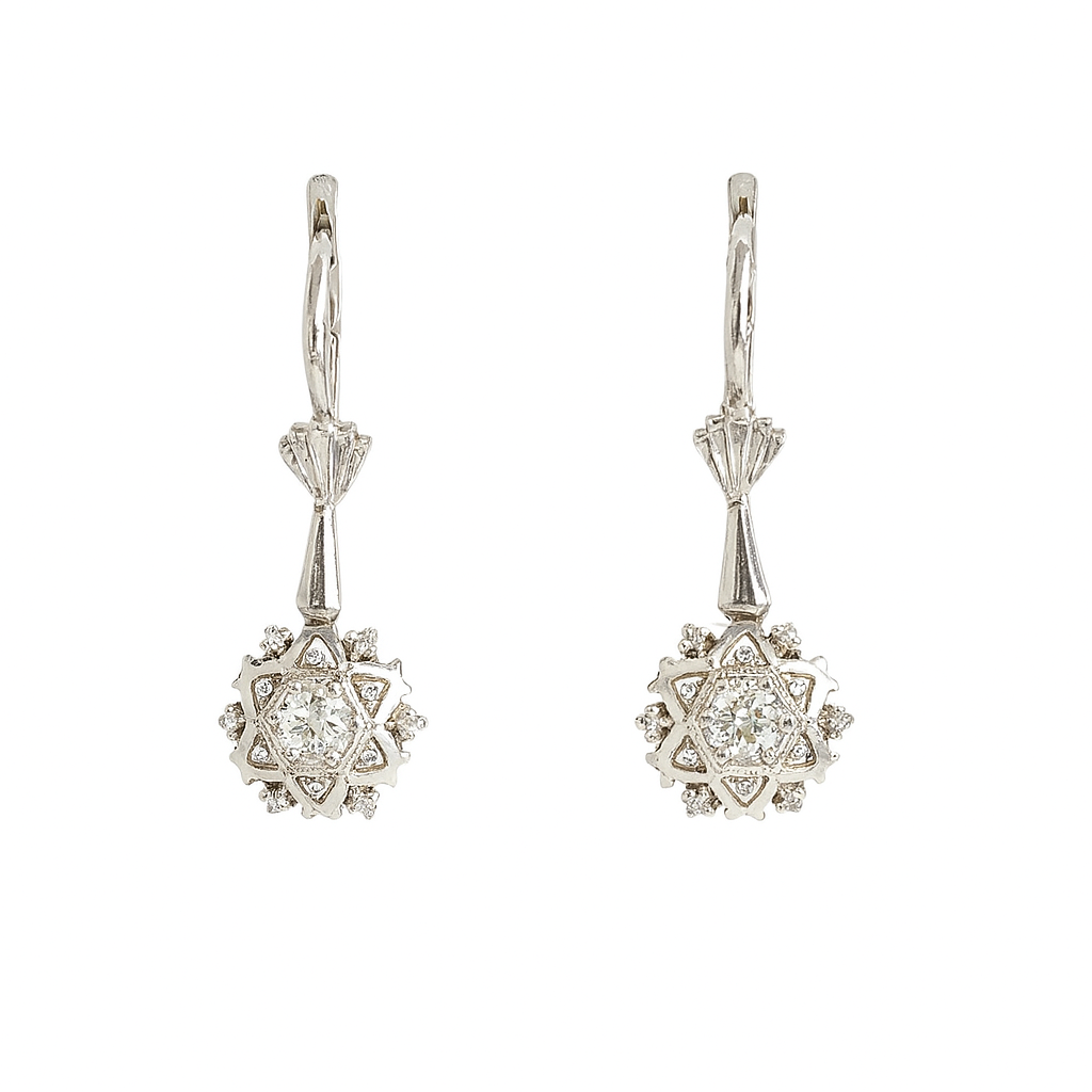 Boucles d'oreilles en Or blanc 18k avec Zirconiums