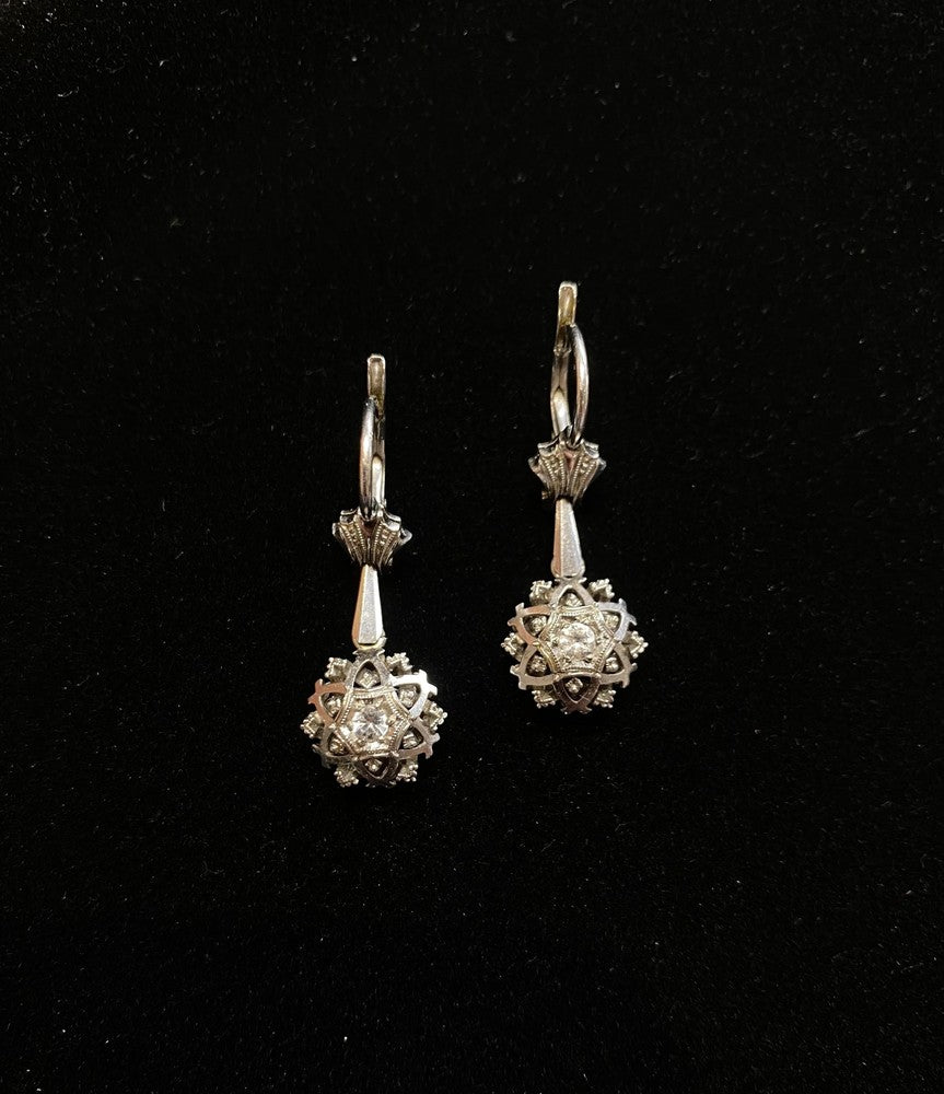 Boucles d'oreilles en Or blanc 18k avec Zirconiums