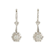 Brincos em ouro branco de 18k com zircónias