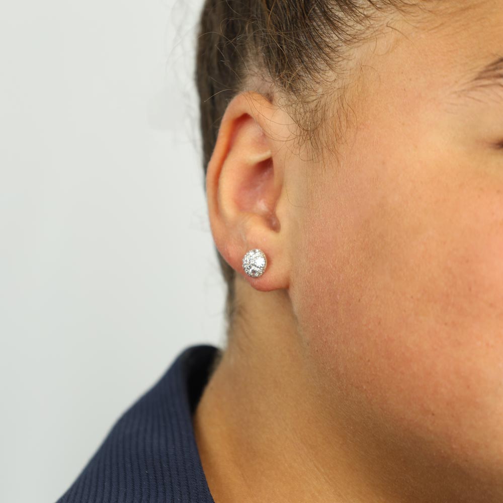 Boucles d'oreilles en Or blanc 18k avec Zirconiums