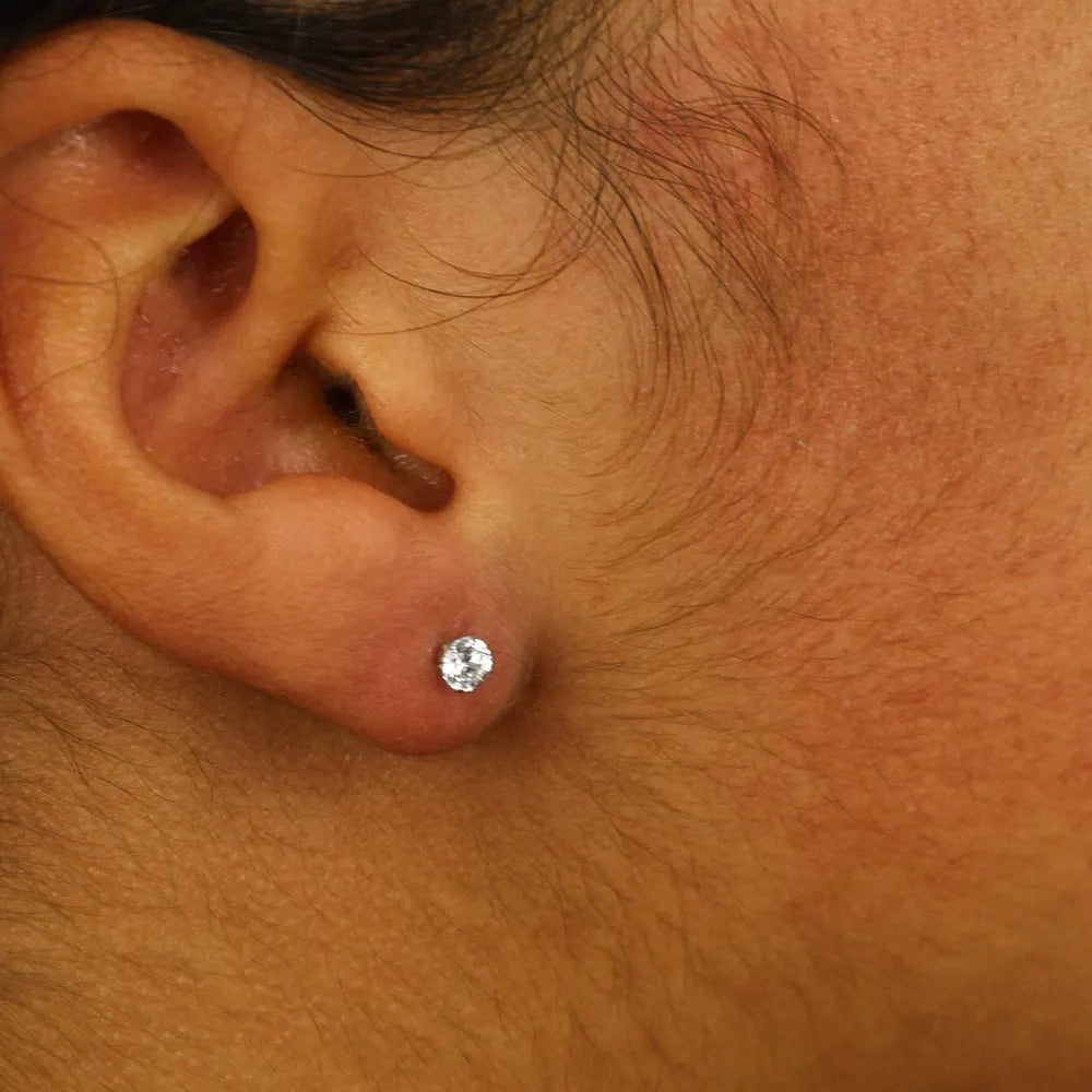 Boucles d'oreilles en Or blanc 18k et Zirconiums