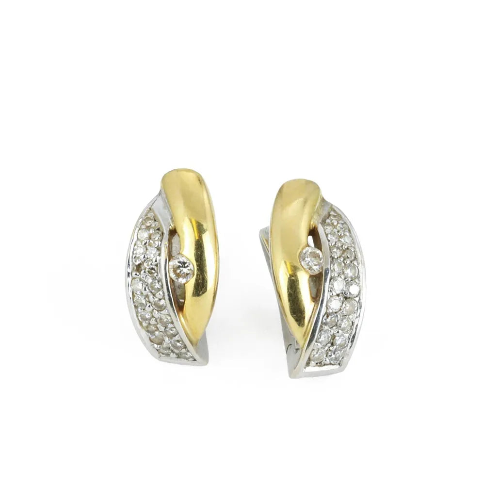 Boucles d'oreilles en Or blanc et jaune 18k avec Diamants