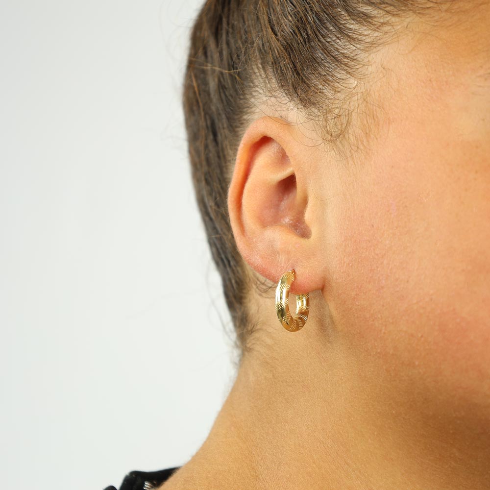 Boucles d'oreilles en Or jaune 14k - Style créoles