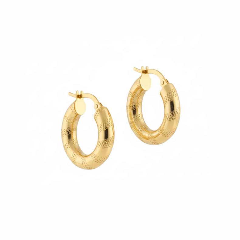 Boucles d'oreilles en Or jaune 14k - Style créoles
