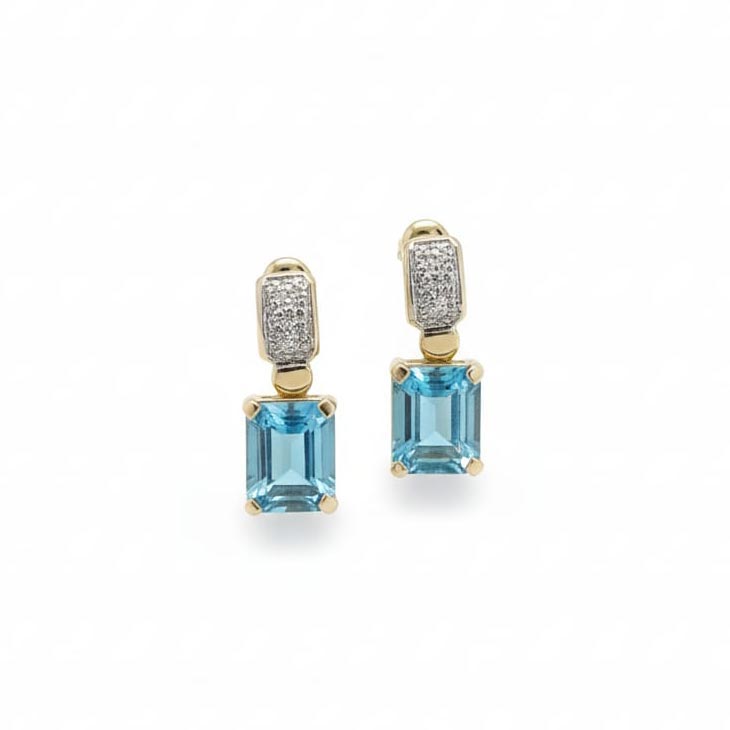 Boucles d'oreilles en Or jaune 14k avec Topazes et Zirconiums