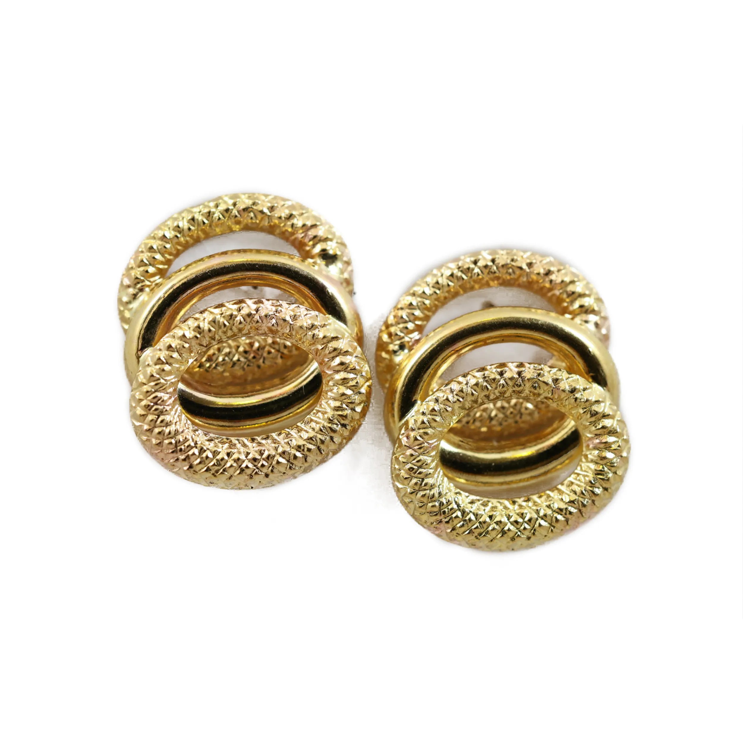 Boucles d'oreilles en Or jaune 18k - Motif "3 anneaux"