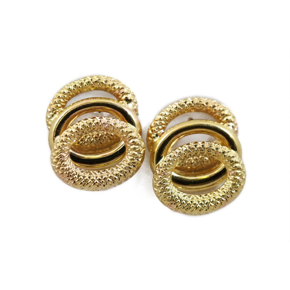 Boucles d'oreilles en Or jaune 18k - Motif "3 anneaux"