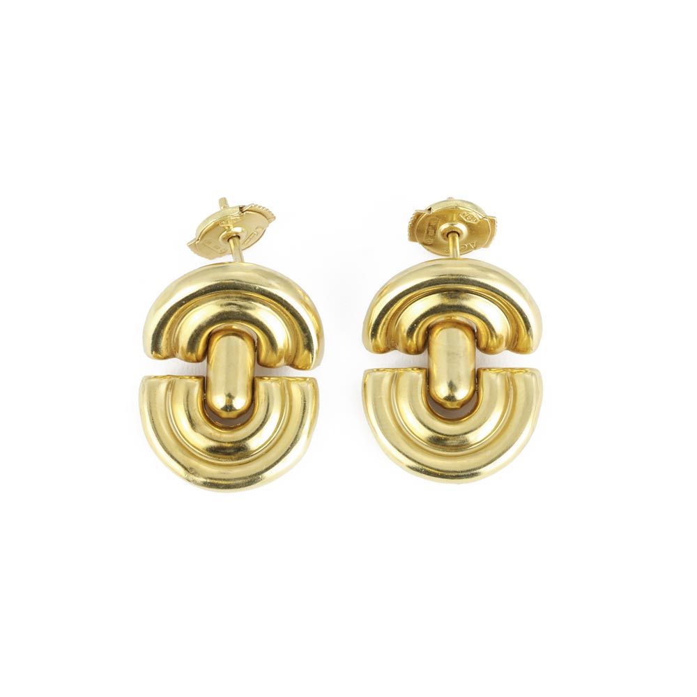 Boucles d'oreilles en Or jaune 18k - Motif "Double demi-cercle"