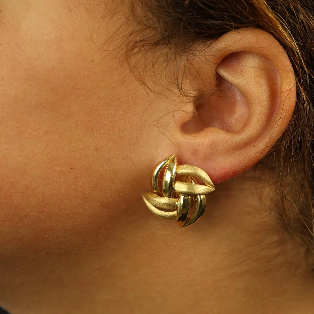 Boucles d'oreilles en Or jaune 18k - Motif "Tressé"