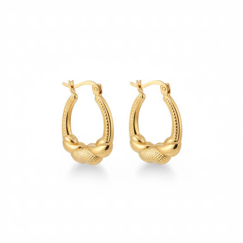 Boucles d'oreilles en Or jaune 18k - Style créoles