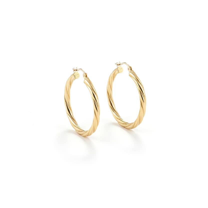 Boucles d'oreilles en Or jaune 18k - Style créoles