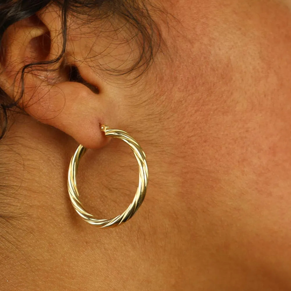 Boucles d'oreilles en Or jaune 18k - Style créoles