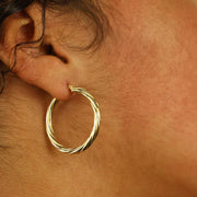 Boucles d'oreilles en Or jaune 18k - Style créoles