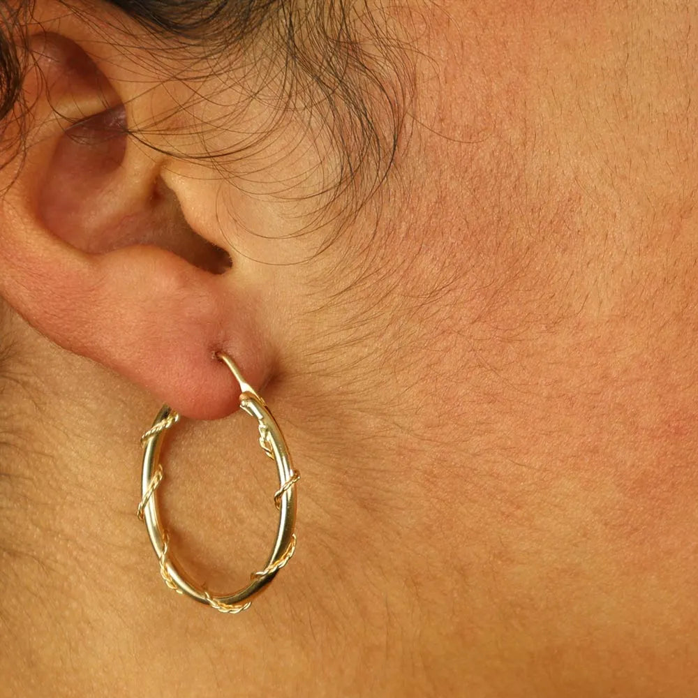 Boucles d'oreilles en Or jaune 18k - Style créoles