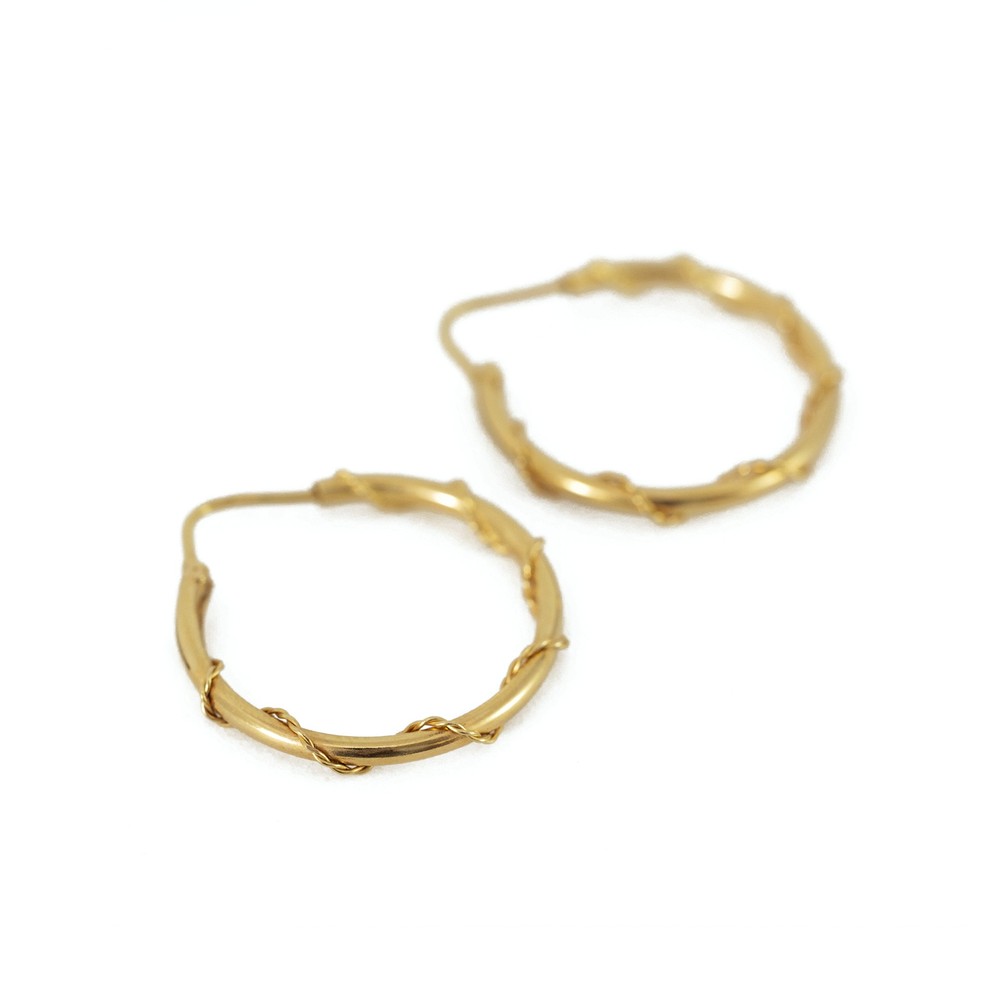 Boucles d'oreilles en Or jaune 18k - Style créoles