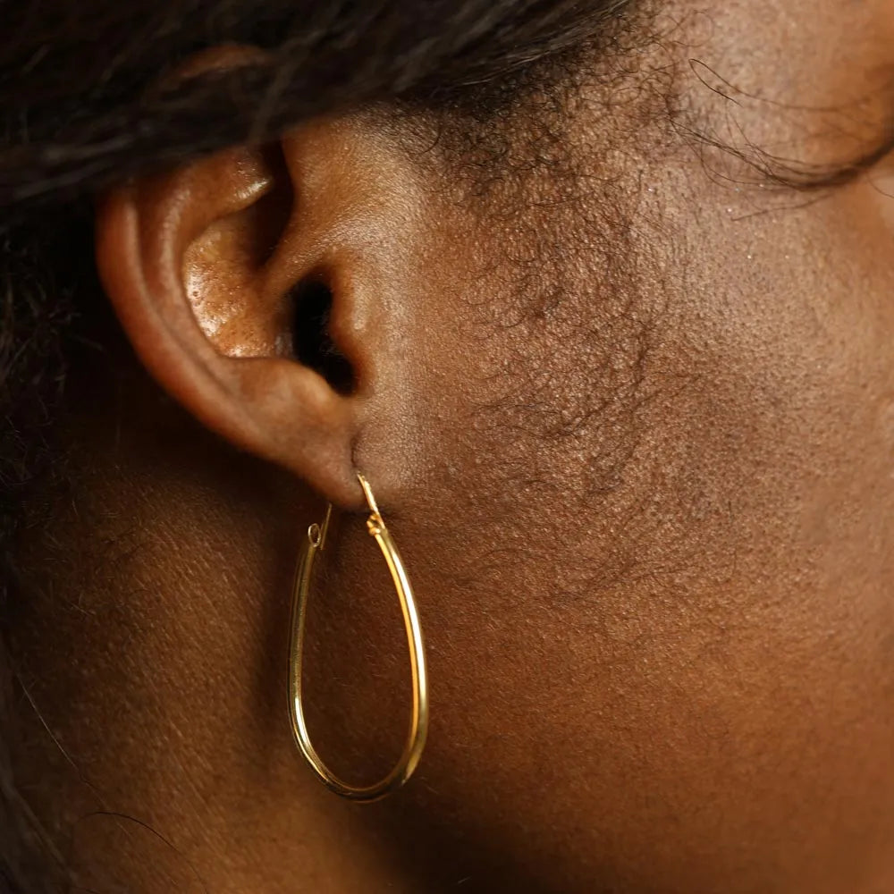 Boucles d'oreilles en Or jaune 18k - Style créoles